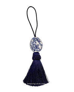 Navy Decorative Blue & White Chinoiserie Tassel