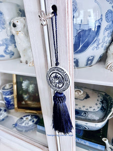 Navy Decorative Blue & White Chinoiserie Tassel