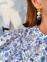 Load image into Gallery viewer, Chinoiserie Floral Pearl Cluster Earrings - Chinoiserie jewelry