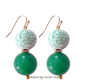 Green Jade Chinoiserie Drop Earrings - Chinoiserie jewelry