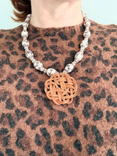 Load image into Gallery viewer, Brown Chinoiserie Ginger Jar Rattan Pendant Necklace - Chinoiserie jewelry