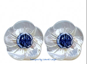 Small Floral Chinoiserie Coin Bead Earrings - Chinoiserie jewelry