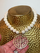 Load image into Gallery viewer, White Cinnabar Chinoiserie Pendant Necklace