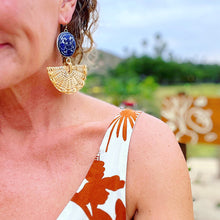Load image into Gallery viewer, Rattan Chinoiserie Fan Earrings - Chinoiserie jewelry