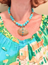 Load image into Gallery viewer, Turquoise Gemstone Shell Pendant Necklace