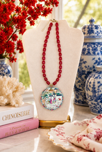 Load image into Gallery viewer, Red Gemstone Chinoiserie Pendant Necklace