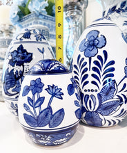 Load image into Gallery viewer, Blue &amp; White Chinoiserie Ceramic Eggs - Chinoiserie jewelry