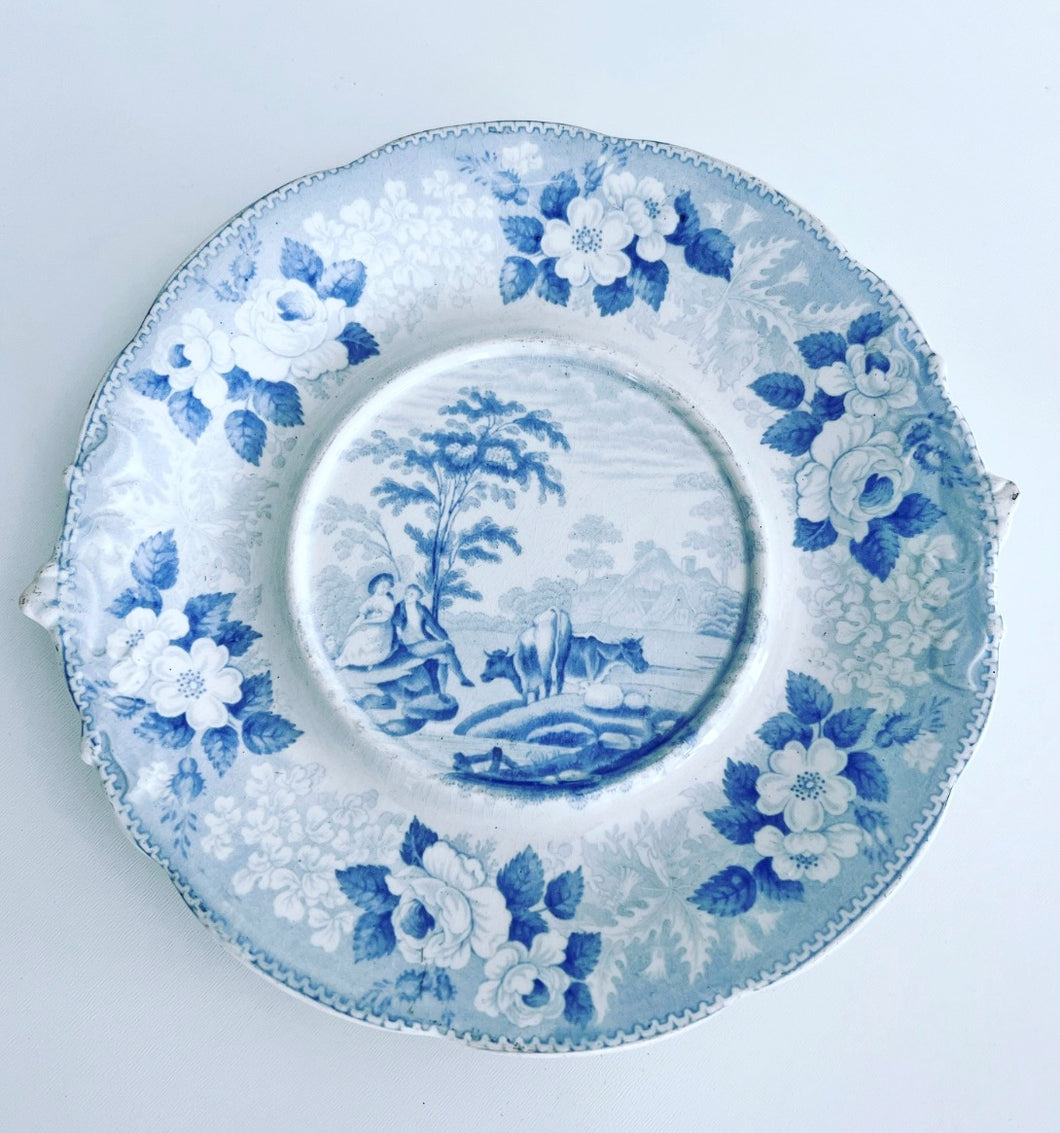 Antique Light Blue Transferware Plate - Chinoiserie jewelry