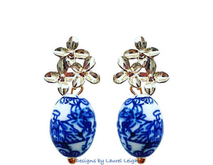 Chinoiserie Gold Hydrangea Blossom Earrings - Chinoiserie jewelry
