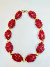 Load image into Gallery viewer, Chunky Red &amp; Gold Chinoiserie Necklace