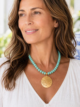 Load image into Gallery viewer, Amazonite Gold Pendant Necklace