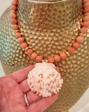 Load image into Gallery viewer, Coral Calico Seashell Pendant Necklace