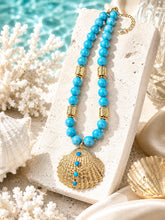 Load image into Gallery viewer, Turquoise Gemstone Shell Pendant Necklace