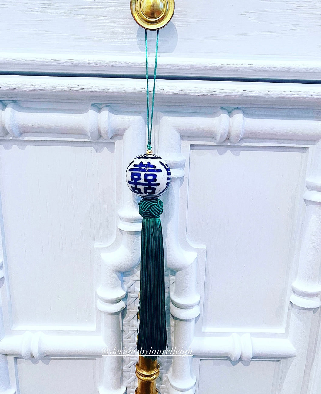 Green Decorative Blue & White Chinoiserie Tassel - Chinoiserie jewelry