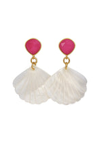 Load image into Gallery viewer, Pink Gemstone Pearl Shell Earrings