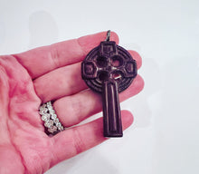 Load image into Gallery viewer, Vintage Celtic Wooden Cross Pendant Necklace - Chinoiserie jewelry