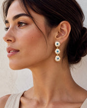 Load image into Gallery viewer, Pearl &amp; Turquoise Bezel Drop Earrings