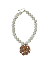 Load image into Gallery viewer, White Cinnabar Chinoiserie Pendant Necklace