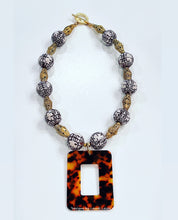 Load image into Gallery viewer, Brown &amp; White Chinoiserie Tortoise Pendant Necklace - Chinoiserie jewelry