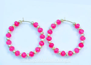 Pink Jade Gemstone Hoops - Chinoiserie jewelry