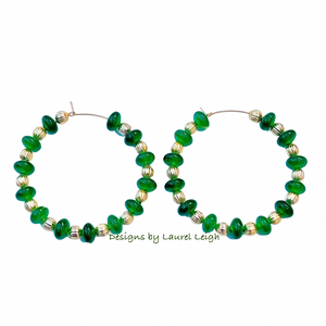 Green Jade Gemstone Hoops - Chinoiserie jewelry