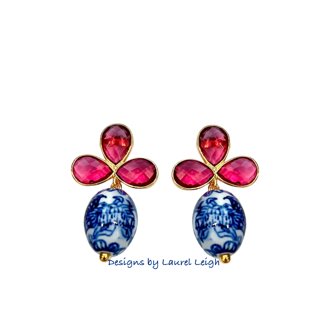 Pink Gemstone Chinoiserie Earrings | Designs by Laurel Leigh