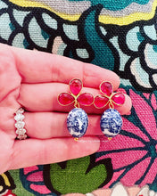 Load image into Gallery viewer, Pink Gemstone Vintage Chinoiserie Bead Earrings - Chinoiserie jewelry