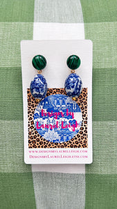 Chinoiserie & Green Malachite Earrings - Chinoiserie jewelry