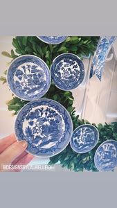 Four Vintage Blue Willow Child’s Tea Set 4.5” Plates - Chinoiserie jewelry