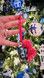 Blue Willow Floral Tea Cup Ornament - Chinoiserie jewelry