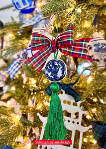 Chinoiserie Tartan Tassel Christmas Ornament - Chinoiserie jewelry