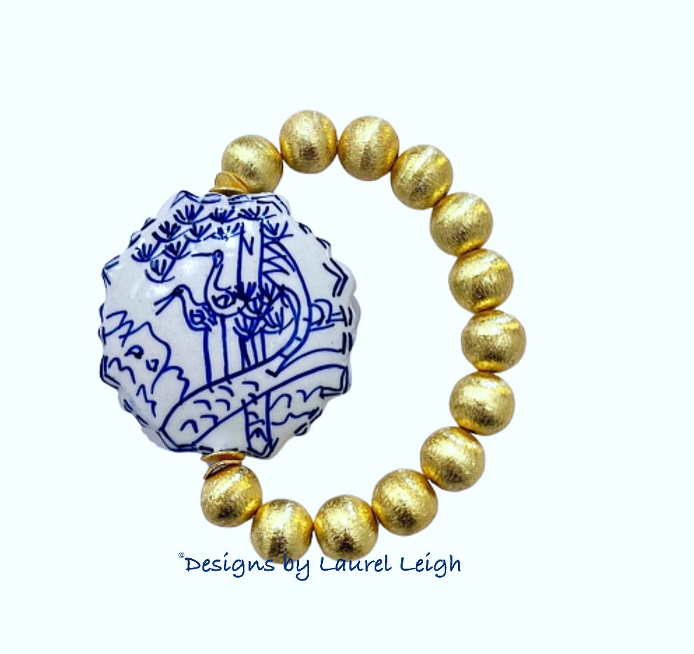 Gold Chinoiserie Focal Bead Bracelet - Chinoiserie jewelry