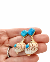 Load image into Gallery viewer, Turquoise Bezel Gemstone Seashell Earrings