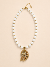 Load image into Gallery viewer, White Jade Gemstone Seashell Necklace