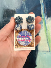 Load image into Gallery viewer, Blue Hydrangea Blossom Drop Earrings