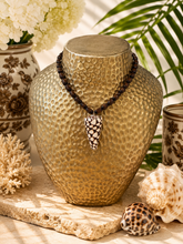 Load image into Gallery viewer, Brown Marbled Cone Seashell Pendant Necklace