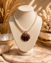 Load image into Gallery viewer, Pearl Brown Scollop Shell Pendant Necklace