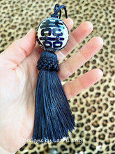 Load image into Gallery viewer, Decorative Blue &amp; White Chinoiserie Tassel - Chinoiserie jewelry