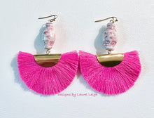 Load image into Gallery viewer, Pink Chinoiserie Ginger Jar Tassel Earrings - Chinoiserie jewelry