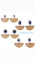 Load image into Gallery viewer, Rattan Chinoiserie Fan Earrings - Chinoiserie jewelry