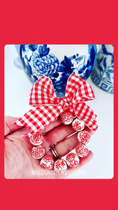 Chinoiserie Blue & White Beaded Wreath Ornaments - Chinoiserie jewelry