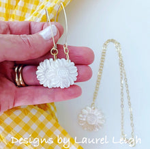 Load image into Gallery viewer, Mother of Pearl Sunflower Earrings - White &amp; Gold - Ginger jar