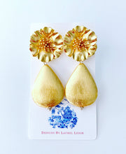 Load image into Gallery viewer, Gold Floral Teardrop Earrings - Ginger jar