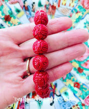 Load image into Gallery viewer, Chinoiserie Red Longevity Bracelet - Chinoiserie jewelry