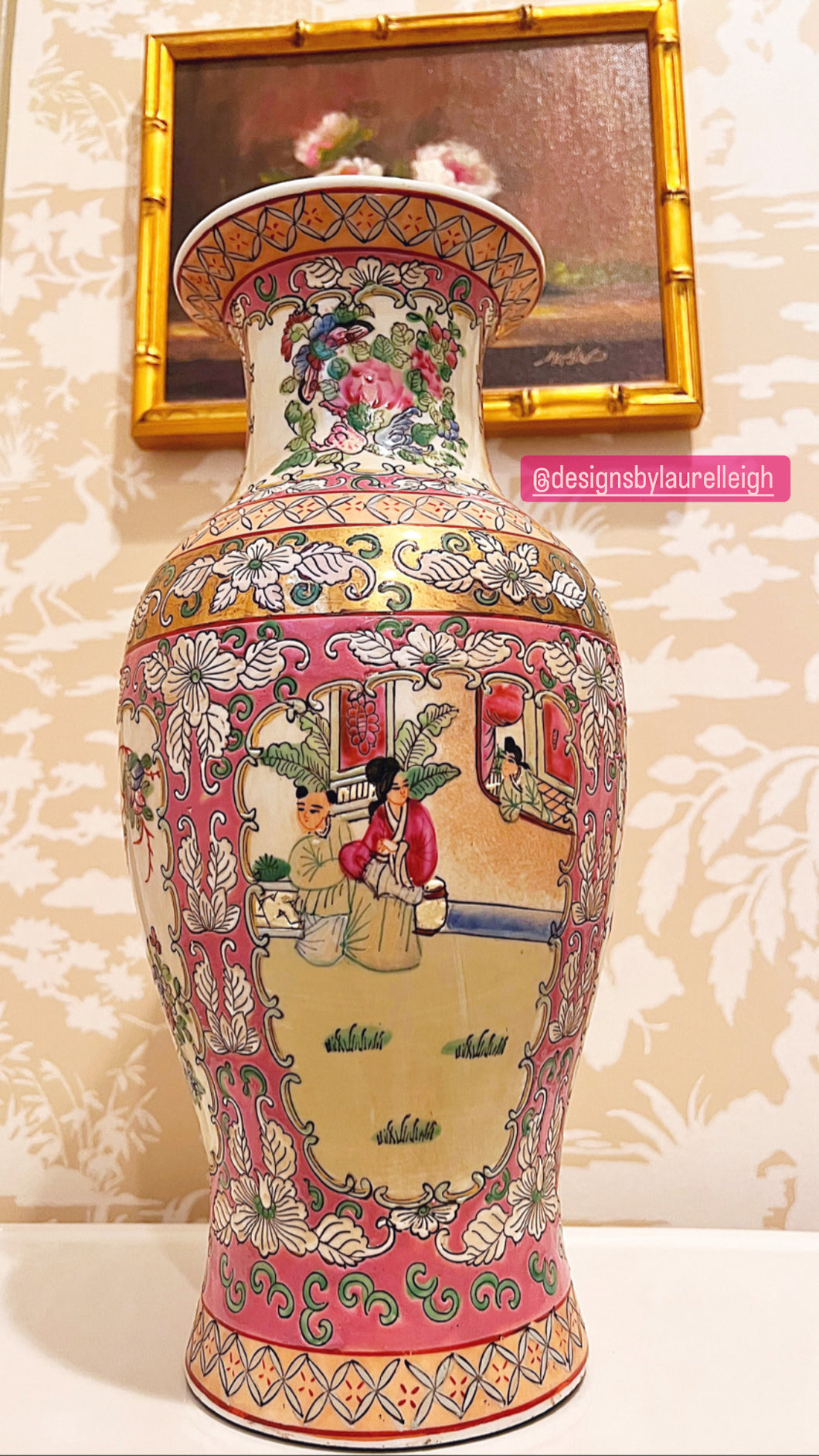 Vintage Famille Rose Medallion Vase - Chinoiserie jewelry