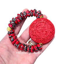 Load image into Gallery viewer, Chinoiserie Red &amp; Black Dragon Bracelet - Chinoiserie jewelry