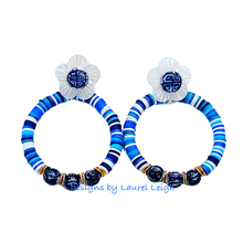 Load image into Gallery viewer, Blue &amp; White Chinoiserie Heishi Disc Bead Earrings - Chinoiserie jewelry