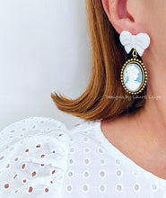 Load image into Gallery viewer, Wedgwood Blue Cameo Bow Earrings - Chinoiserie jewelry