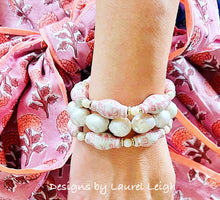 Load image into Gallery viewer, Pink Chinoiserie Ginger Jar Pearl Bracelet - Chinoiserie jewelry