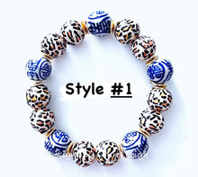 Load image into Gallery viewer, Chinoiserie Leopard Bracelet - Black Multicolor - Chinoiserie jewelry